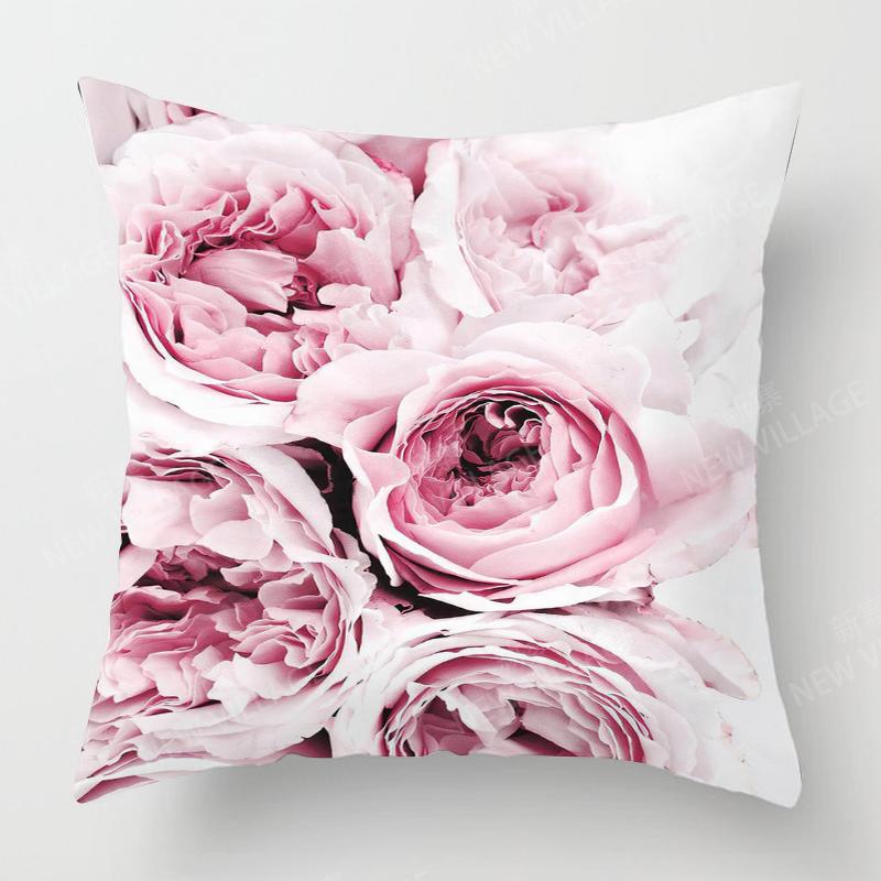 Home Decor Pink Peonies Floral Digital Print Pillow Cover Pattern Cushion Cover Suitable For Sofa Bedroom Car Pillow Cover