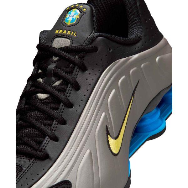 Nike Shox R4 Brazylia Męskie Trampki Czarne Canaray-Metaliczny-Cynowy-Jasny-Foto-Niebieski-Biały IO8134-001