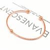 Creative Matte Texture Round Bead Bangles for Women with Stylish Copper Plated Rose Gold Opening Bracelets Zircon Gift