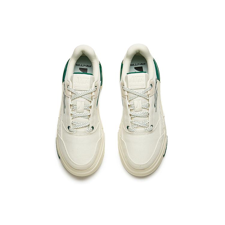 New Anta Bump Wear-Resistant Slip-Resistant Low-Top Skateboard Shoes Men's White Green 912218065-4