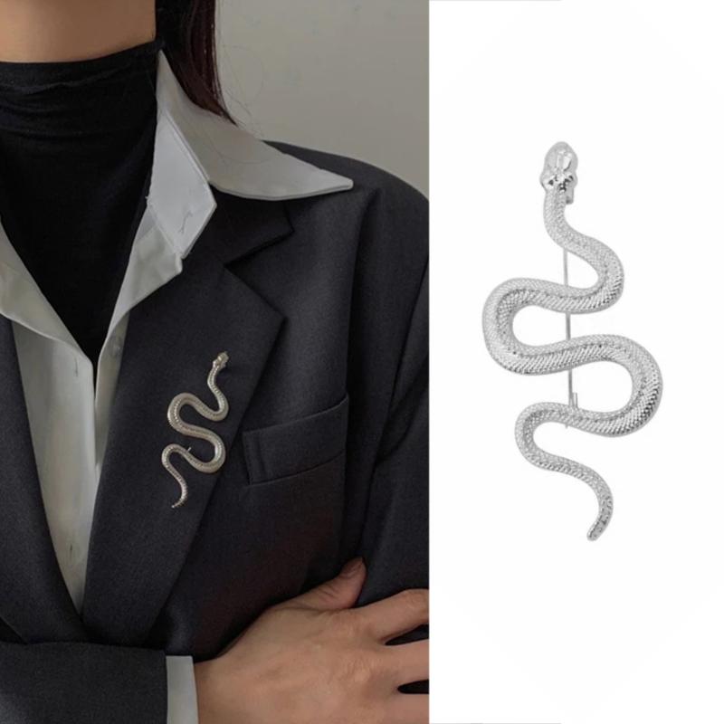 Vintage Snake Brooch Cloak Pin Scarf Shawl Buckle Clasp Pin Brooch Penannular Brooch for Costume Accessory Gold Silver