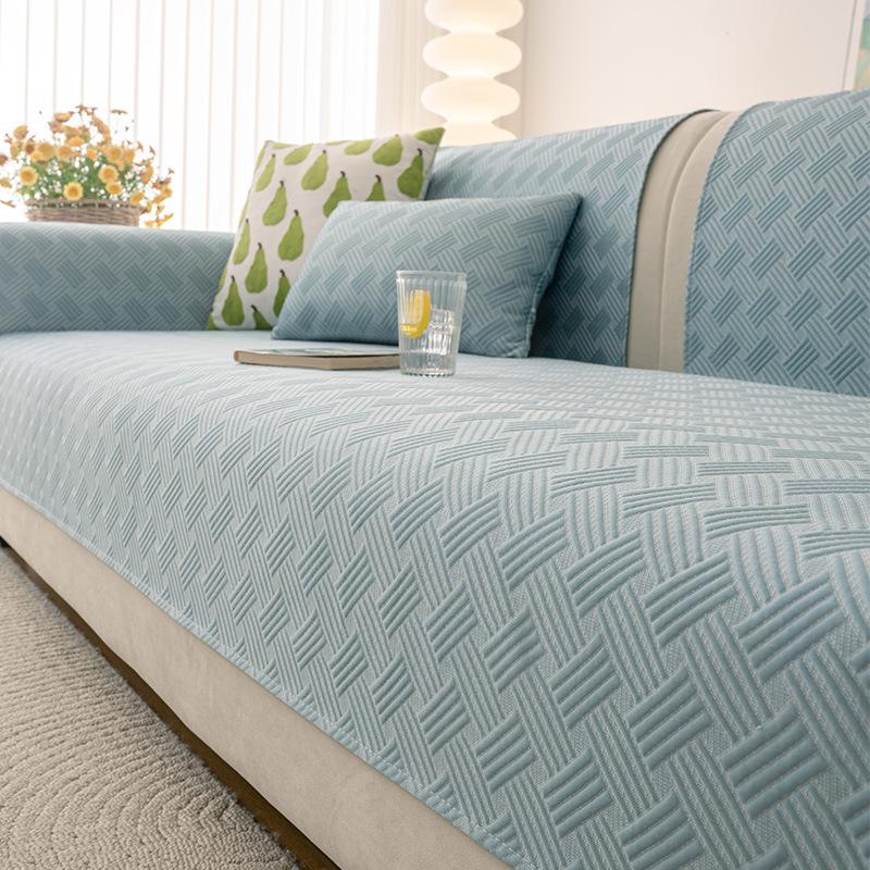 New Spring And Summer Ice Silk Cool Sofa Cushion Summer Non-Slip Thin Sofa Seat Cushion Solid Color Cover Towel