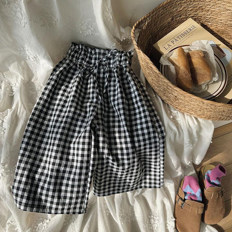 Girls Summer Princess Outfit Cute Cartoon Print Short Sleeve T Shirt And Plaid Shorts Two Piece Set Kids Clothing