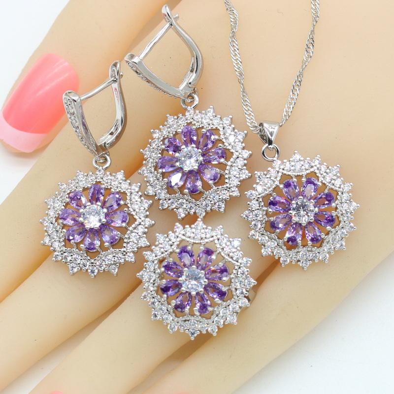 Color Jewelry Sets Women Dark Blue Stones Necklace Pendant Bracelets Earrings Rings Birthday Gift