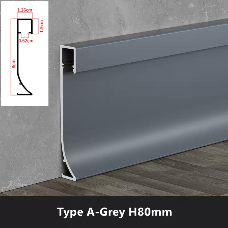 1m H50/80mm LED Baseboard Aluminium Profile Suface Mounted Hard Bar Light Channel Metal Wall Skirting Linear Lamp Milky Cover