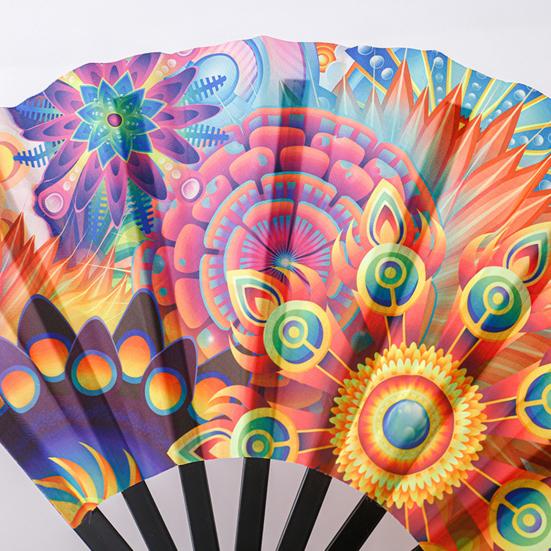 Kungfu Fan Foldable Portable 13-Inch Handheld Bamboo Fan with Fluorescent Glow Ink Lightweight Cooling Accessory