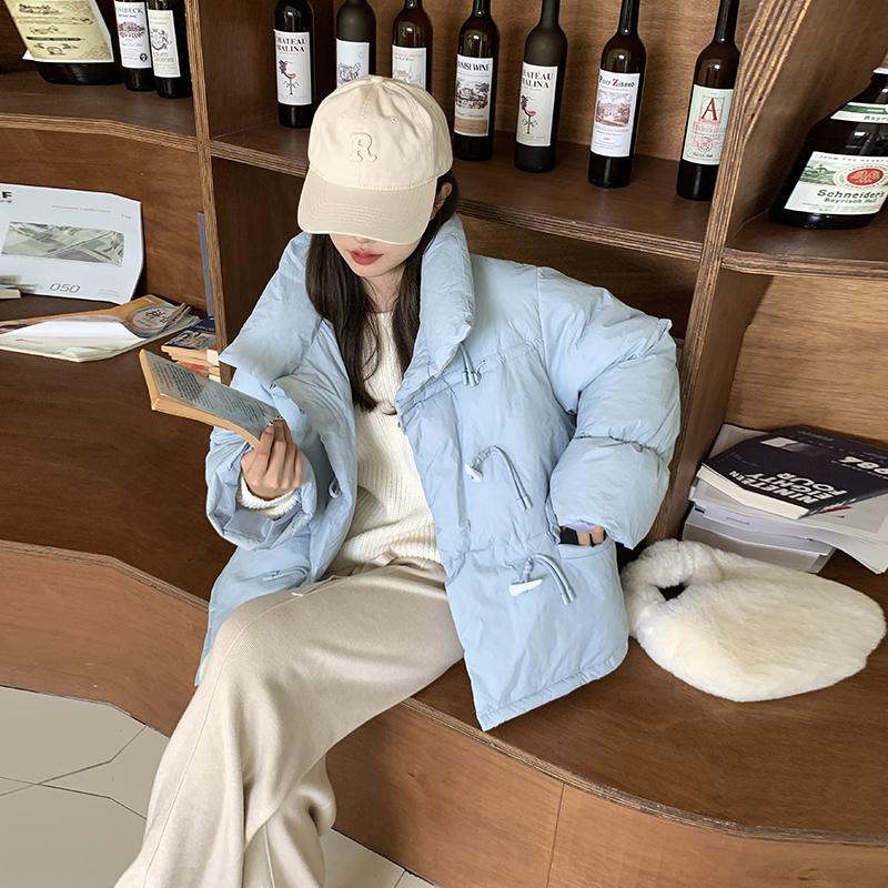 Korean Loose Cotton Bread Coat  for Women Horn Button Warm Clothes