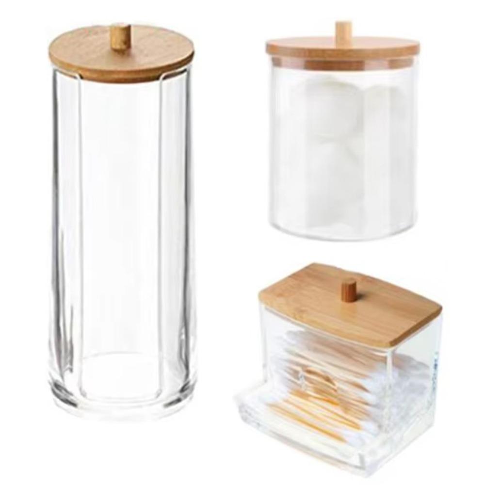 2/3/4Pcs Dust-proof Qtips Storage Holder Set Save Space Apothecary Container Jar  Cotton Pad