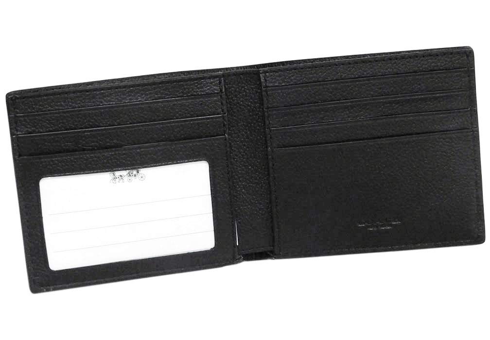 Coach Outlet Wallet Bifold Billfold Wallet with ID Outlet F67630-QB/BK Men's Holder, Leather, Black,