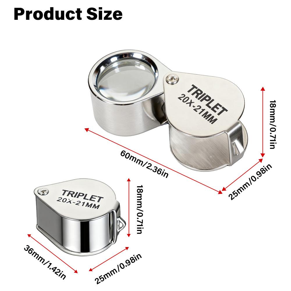 10X-30X Pocket Loupe Magnifier with Foldable Metal Design - Jewelry Diamond Magnifying Glass for Gems Coins Stamps Inspection