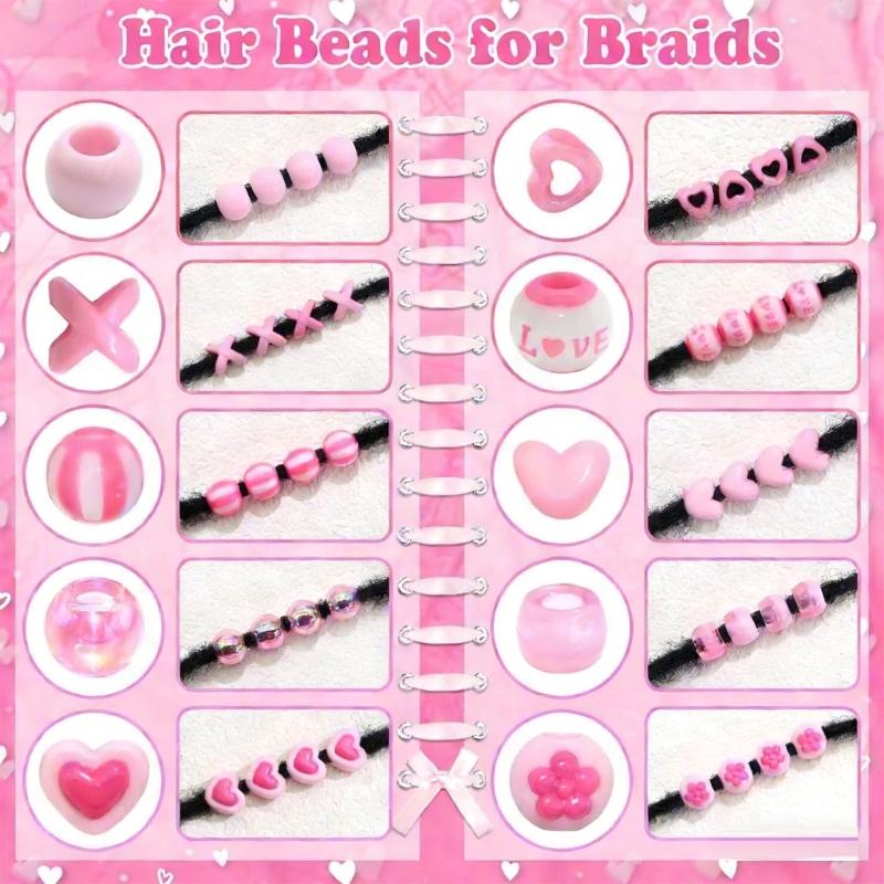 Creative Kids Hair Accessories Set Including 100 Assorted Acrylic Beads And Insertion Tool For Fun Styling