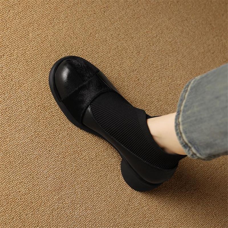 Fashion New Autumn Sheep Leather Splicing Horsehair Women Boot Fashion Round Toe Boots for Women Short Boots Botines Mujer Ankle Boot