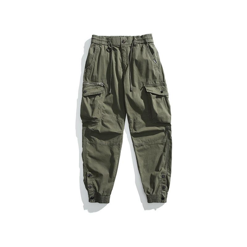 

Summer retro overalls men s loose wide version trousers casual sports outdoor wind multi-functional trousers 38 армия зеленый