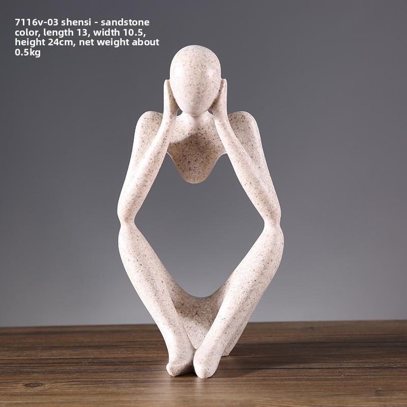 

Thinking Person Resin Sculpture For Tv Cabinet And Desk Living Decoration Room White C