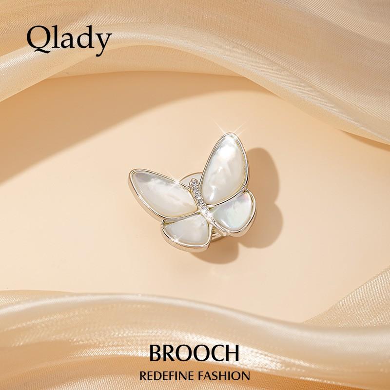 Womens Shell Butterfly Brooch Elegant Magnetic Corsage Anti-glue Pin Coat Dress