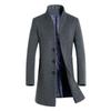 Luxurious Mens Winter Formal Trench Coat Double Breasted Long Wool Jacket Outwear