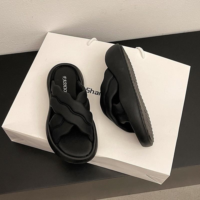 

Fashion casual cross-word slippers women s 2025 summer new lazy thick-bottomed open-toed vacation beach sandals tide 35