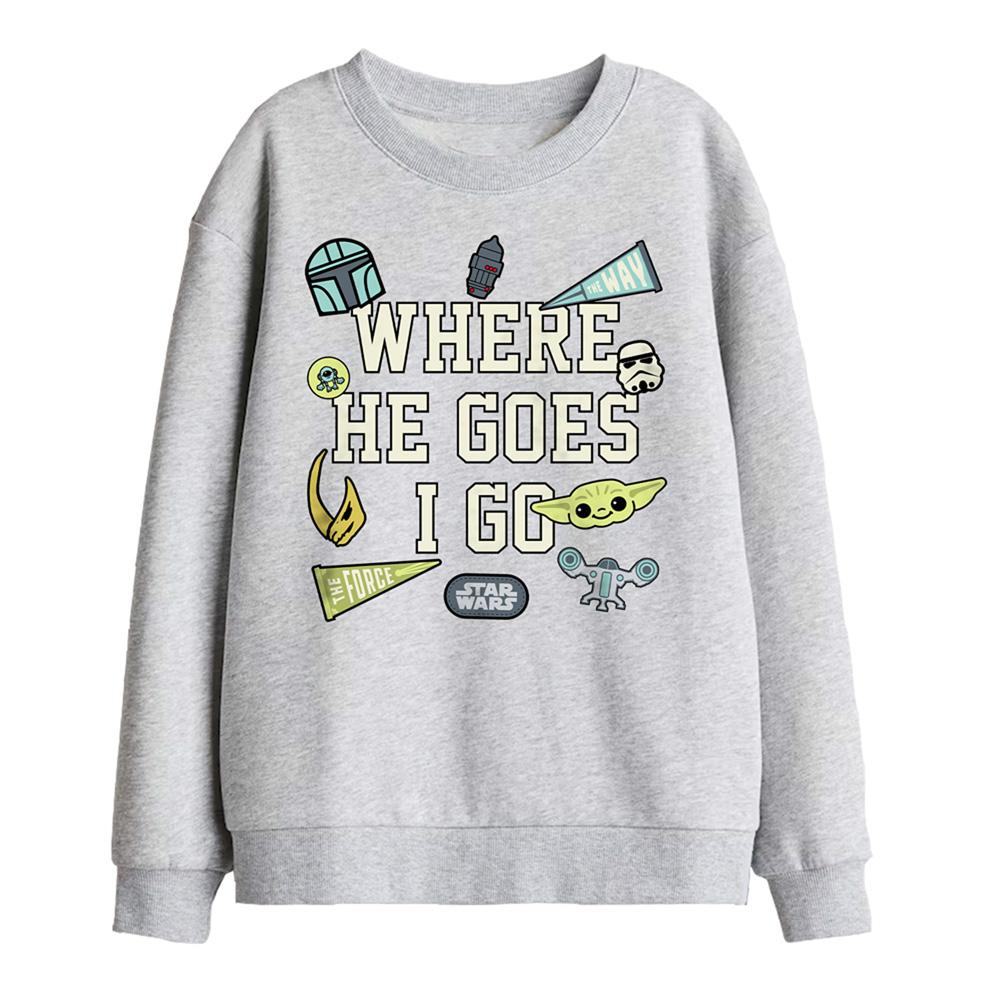 Star Wars: The Mandalorian Childrens/Kids Where He Goes Grogu Badge Sweatshirt