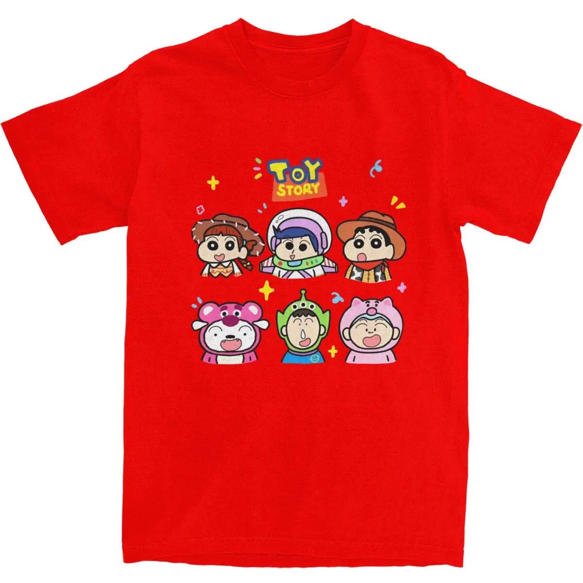

Men Crayon Shin-chan X Toy Story Cartoon T-Shirts Cotton Top Tees Summer Vintage Short Sleeve T-Shirt S