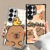 Funny Capybara Cartoon Cute Plating Phone Case For Samsung Galaxy S24 S25 FE S26 Edge S23 Ultra S22 S21 Plus S20 Anti-Fall Airab