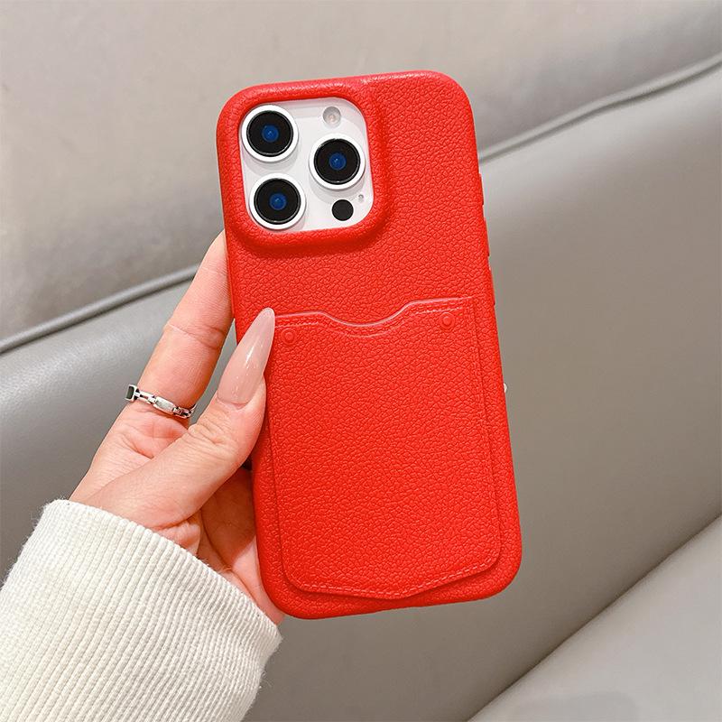 Luxurious Apple Peel Texture Card Holder Case for iPhone 16 Pro Max