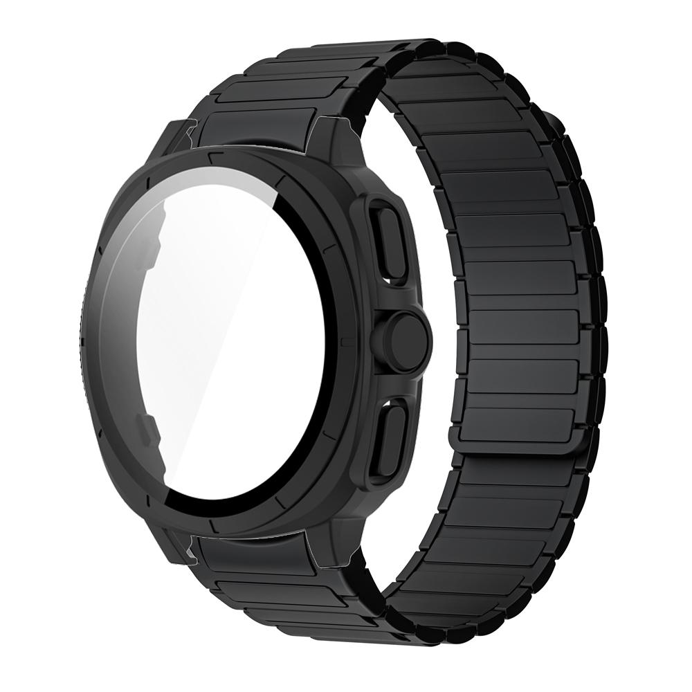 PC Case+Strap Upgrade To Ultra 47mm for Samsung Galaxy Watch 7 40mm 44mm No Gaps Silicone Magnetic Band PC Tempered Glass Screen