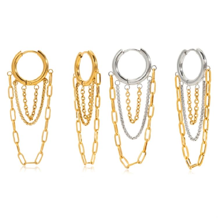Minimalists Tassels Earrings with Chain Accent Stainless Steel Drop Designs for Everyday Elegant