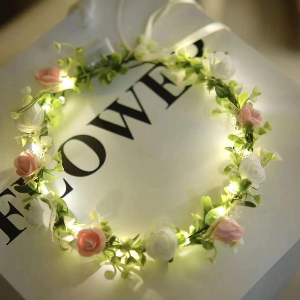 Mori-stil Glödande Älva Blomkrona Hårband - Brudhårnål & Fotoaccessoar för Barn