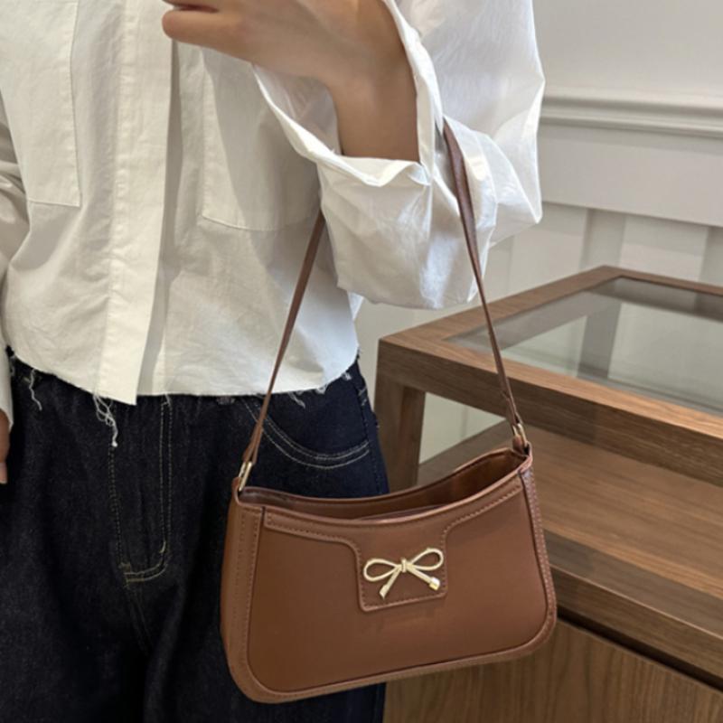Elegant Bow Design Underarm Bag Women Fashi Pu Leather Hobo Bag Stylish Shoulder Bag Korean Minimalist Commute Crossbody Bag