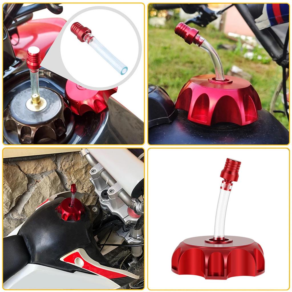 Heavy Duty Aluminum Alloy Gas Fuel Tank Cap with Vent Hose for Pit Bike Motocross - Heavy Duty Durable Cap CNC Cap
