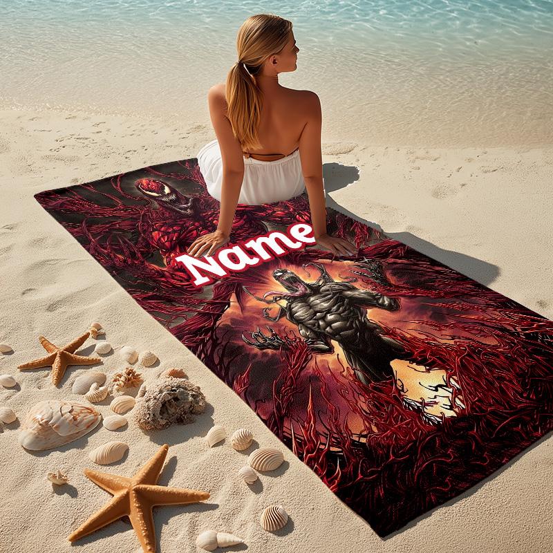 Custom Name Carnage Stylish Digital Printing Beach Towel Quick‑Drying Absorbent Blanket for Beach Pool Gym Travel