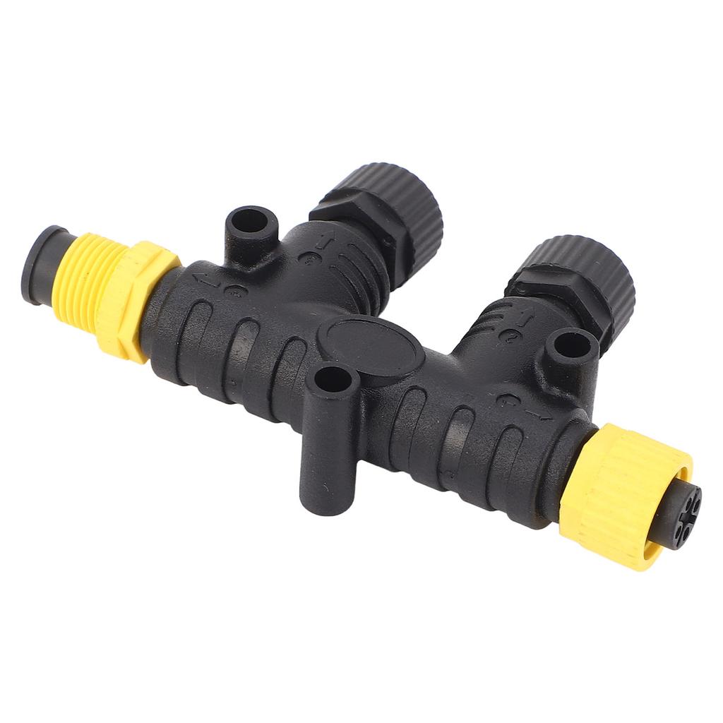 For NMEA 2000 2 Ports T Connectors IP67 Water Resistant Metal Nut M12 5 Pin Backbone Drop Cable Tee Connector for