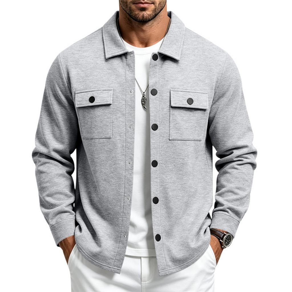 Men's Relaxed Fit Lined Jacket with Multi Pockets and Lapel Collar, Casual Winter Outerwear for Daily Wear