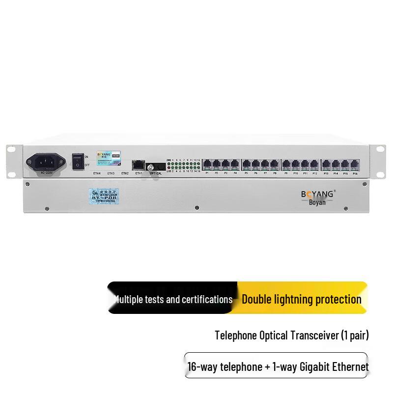 BOYANG 16-Channel Telephone & Gigabit Network Fiber Optical Transceiver
