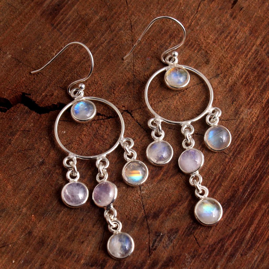 Prehnite Larimar Black Onyx Silver Earring, Silver Charm Jewelry, 925 Sterling Silver Handmade Earring, Gifts For Her