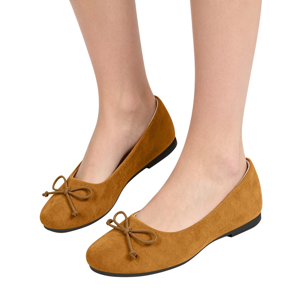Women Bow Tie Ballet Flats Square Toe Slip On Lightweight Comfortable Casual Flat Shoes for Daily Wear