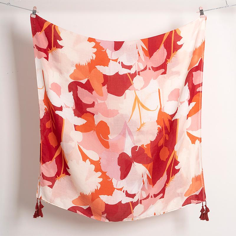 Spain Lovely Branch Floral Tassel Viscose Shawl Scarf High Quality Wrap Pashmina Stole Bufandas Muslim Hijab Sjaal 180*90Cm