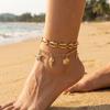 Vintage Gold Color Multilayer Anklet for Women Starfish Conch Scallops Pendant Metal Chain Anklet Beach Party Foot Jewelry Gifts