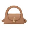 2025 Summer New Semi-round Bag Women's Solid Color Retro Lock Handbag Trendy Foreign Feeling Casual Messenger Bag
