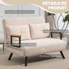 Convertible Sofa, 2-Seater 4-in-1, 5-Position Backrest, 2 Cushions, 102 x 73 x 81 cm, Beige