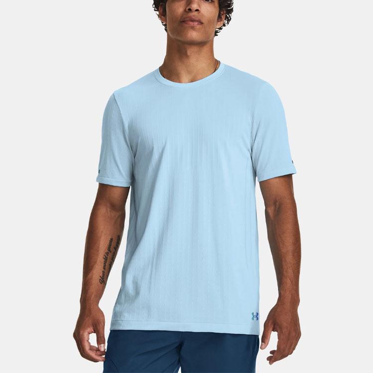 Under Armour T Shirts Men's Blue Crew Neck Moderate Straight Fit 1373724-490