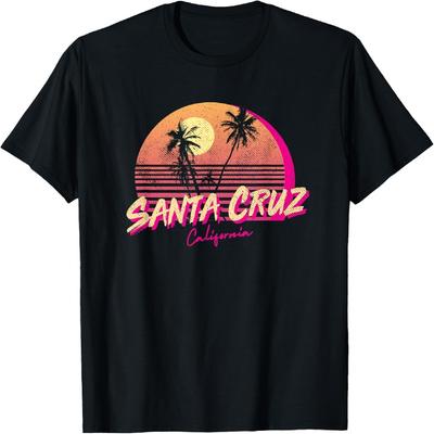 Retro Santa Cruz Californië Strand Zonsondergang T-shirt Mannen Vrouwen Meisjes Kinderen T-shirt