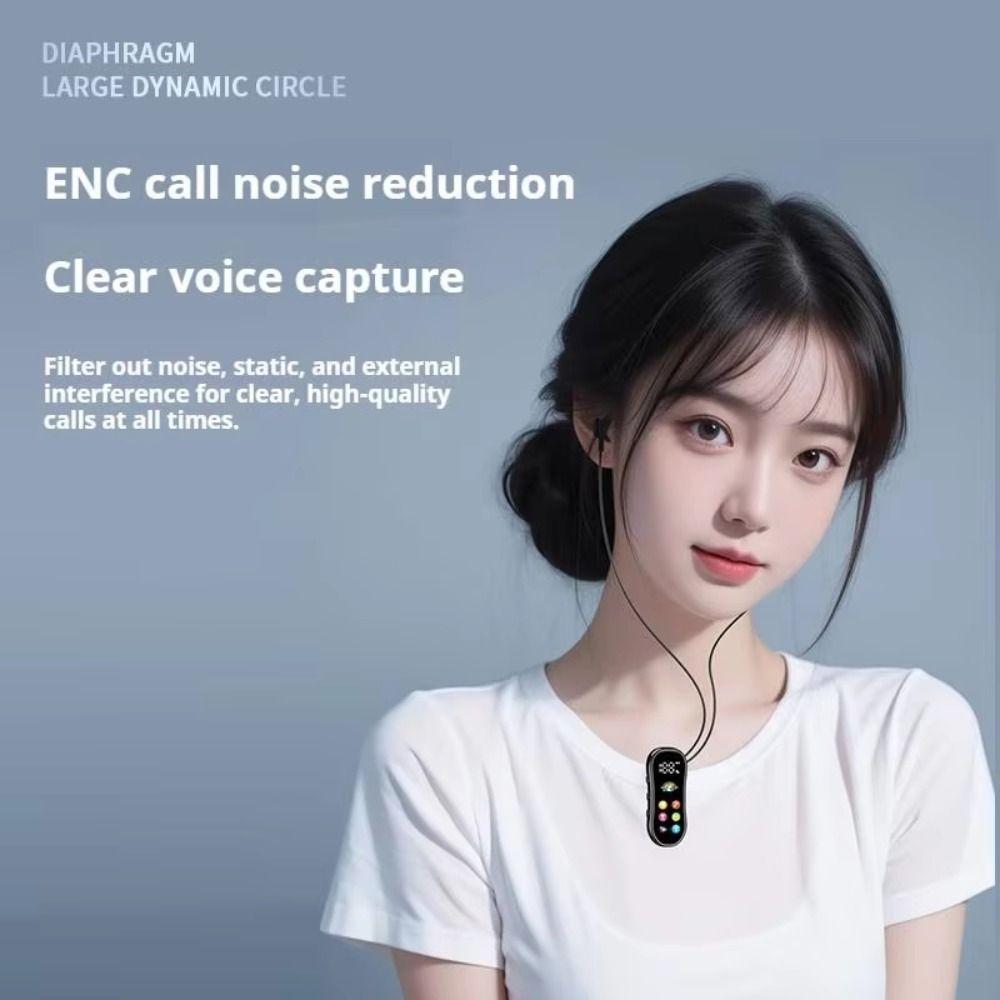 Card Insertion Lavalier Bluetooth Earphones LED Screen Wireless Headphones  K-song