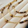 Vintage Boutique Natural Tiger'S Eye Stone Maillard Style Sweater Chain Necklace A Variety Of Ways To Wear Collarbone Chain
