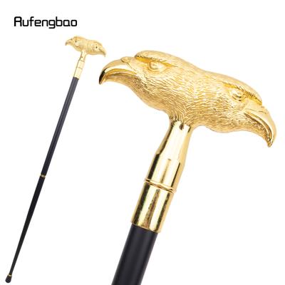 Oro Lusso Testa d'Aquila Doppia Bastone da Passeggio Moda Bastone da Passeggio Gentleman Elegante Bastone Cosplay Pomello Pastorale 93cm