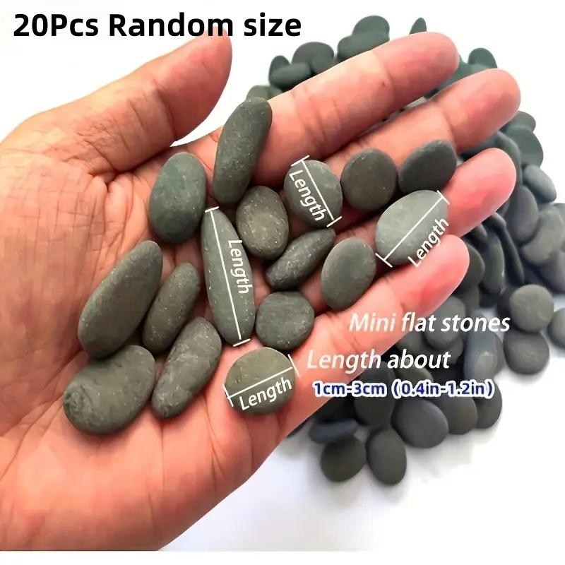 20Pcs Natural River Rocks Smooth Flat Stones in Grayish-Black Tones Perfect for Handmade Crafts Fish Tank Decor Rock Painting