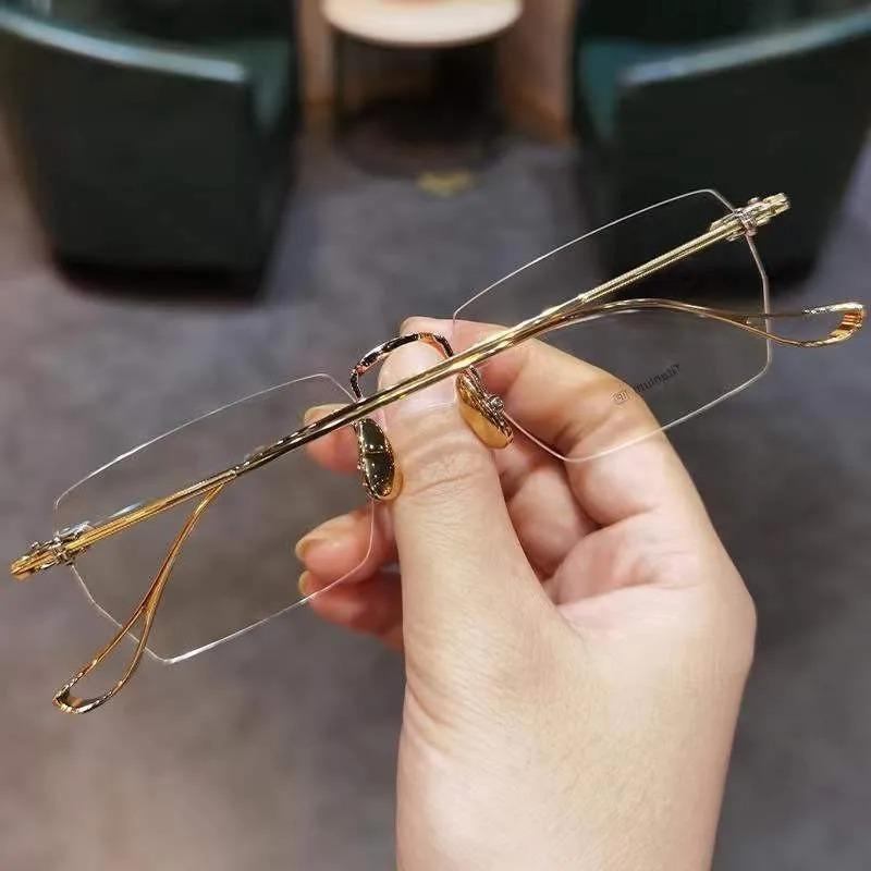 Rimless Myopia Optical Glasses Luxury Fashion Women Men Anti Blue Light Eyewear Metal Frameless Prescription Reading Glasses