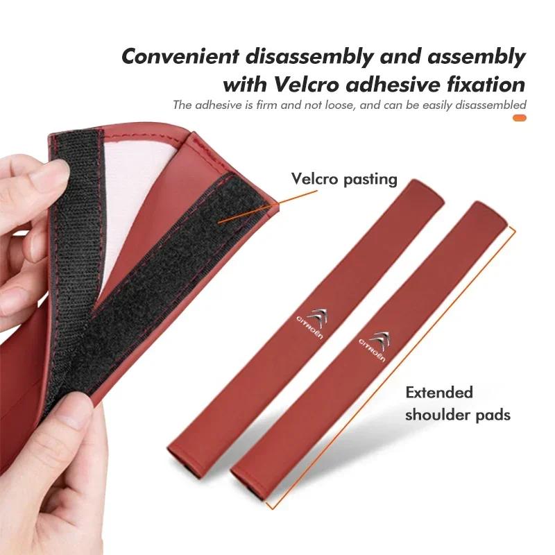 Car Extended Belt Cover Shoulder Pads Leather Seat Belt Cover For Citroen C5 C1 C2 C6 C4L DS3 DS4 DS5 C-Elysee Grand Berlingo and123