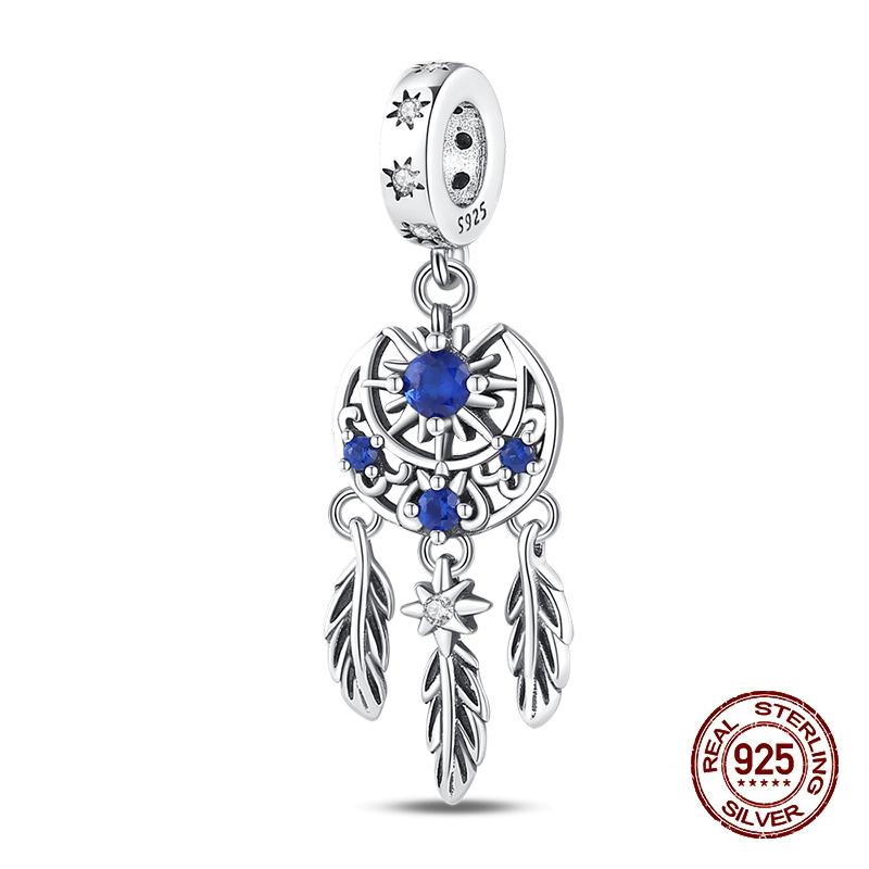 Fashion Copper Feather Colorful Luminous Dreamcatcher Charms Bead Fit Original Bracelets Exquisite Diy Jewelry Gift