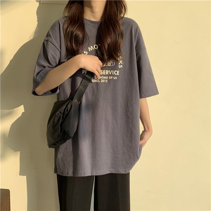 Letní korejské volné tričko s krátkým rukávem pro ženy plus size